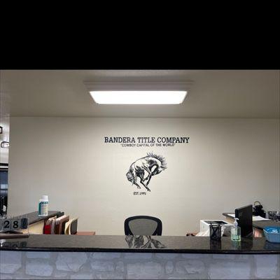 front desk/logo