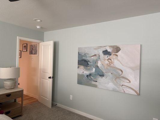 Bedroom art and lamps