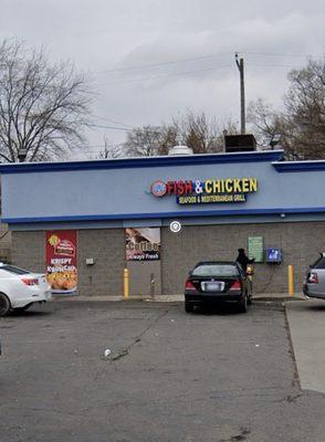 Outside. Inside of gas station