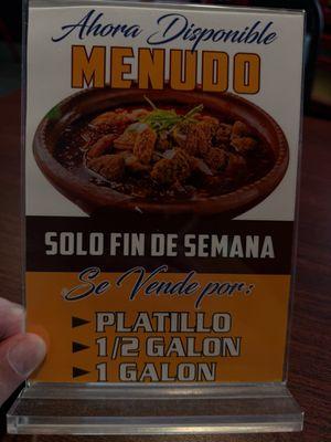 Menudo on weekends!