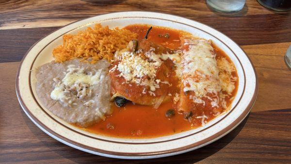 Cheese enchilada and chiles rellenos
