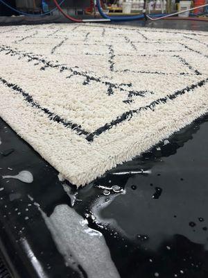 Rug soaking in our special soap!