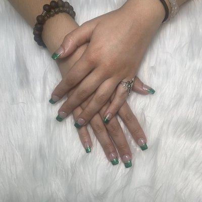 Sparkly Green french tips