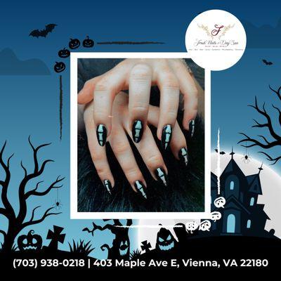 Your costume is ready but are your nails? Don't ghost us - schedule your Halloween nail art today!