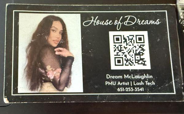 Here is Dream's business card....I suggest you call her.