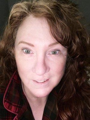 After permanent makeup and 6-week touch up. I feel like it's taken a decade off, and my eyes POP green!! Love .