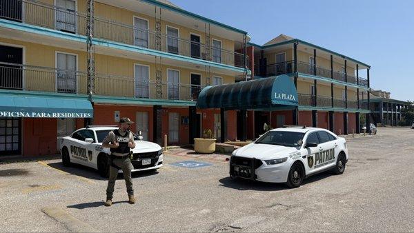 Houston Security Guard Company Meyer Defense Armed Security Guard Protecting a Multifamily Apartment Complex in Southwest Houston.