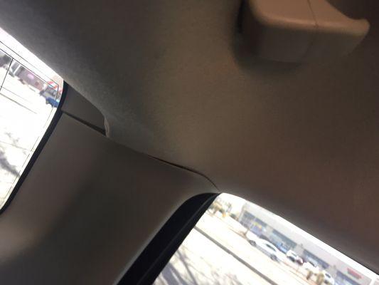 Headliner central paint and body installed incorrectly