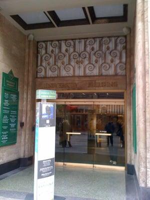Front door of the building