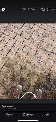 During power washing the back patio