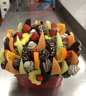 Handmade fruit and chocolate arrangement