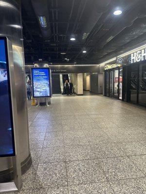 Escalator down to nail salon