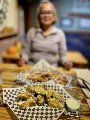 Chicken wings and fries