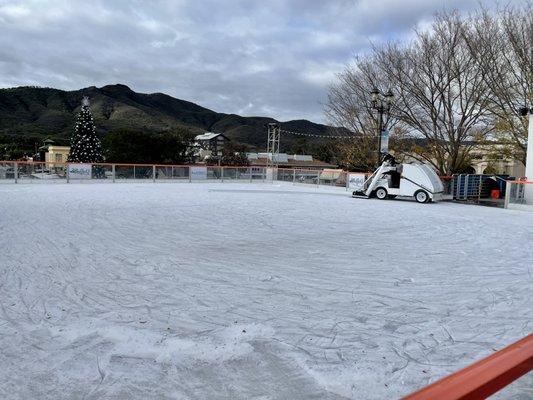 After skating ice grooming