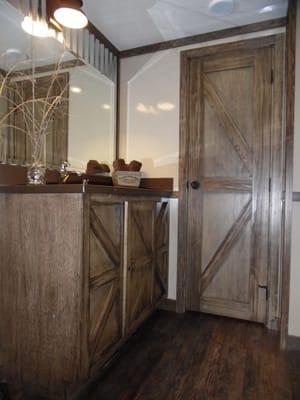 Inside the "Country Charm" restroom trailer