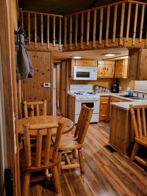 New flooring. Dining and kitchen