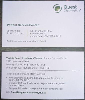 This is a photo of the front and back of their business card.  Photo taken January 8, 2025.