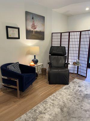Healing space to receive hypnotherapy