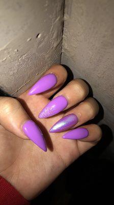 Chrome,gel,glitter tip stilleto $40