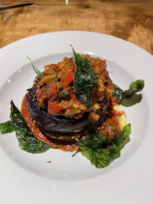 Eggplant, Gorgonzola, vegetables, pasta