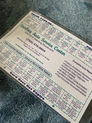 This is the promotional card the owner refused to honor despite agreeing over the phone that he would accept it.