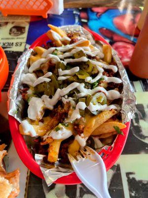 Loaded fries with pastor