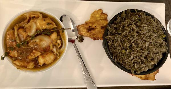 Conch with black rice