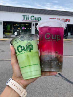 Matcha Latte & Pineapple Dragonfruit Paradise
