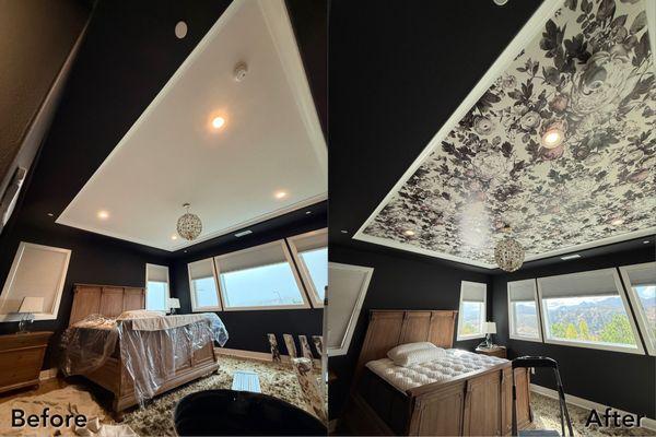 installing wallpaper on the ceiling