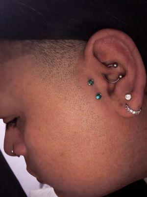 FULLY HEALED SIDEBURN DERMAL PIERCINGS FULLY HEALED DAITH PIERCING DONE BY NADINE