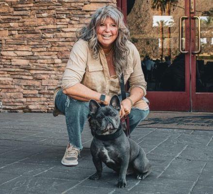 Kat and Obi at Indian Wells Country Club. It was at the Club's on-going Yappy Hour.