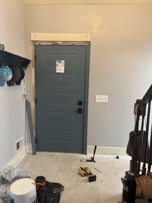 Blue trim inside the house