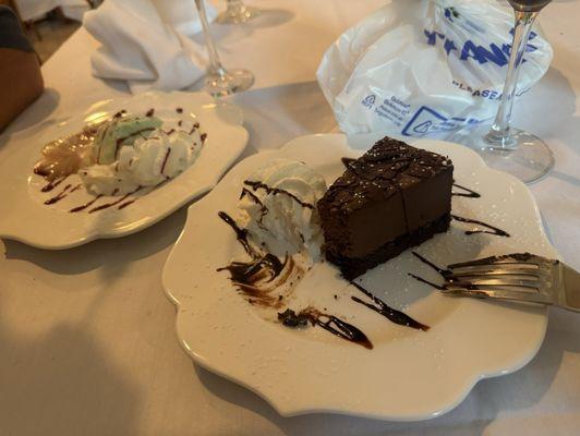 Desserts: Spumoni and Chocolate Mousse Cake Yummm