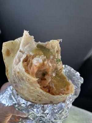 Shrimp (camarónes) regular burrito Steaming hot and delicious! mucho gracias