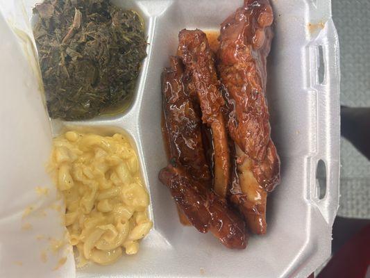Ribs, Mac n cheese, greens, candied yams, potato salad AND MORE!!!