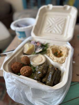Falafel and dolma Veggie Plate Combo