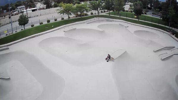 Sandy skatepark from the air.