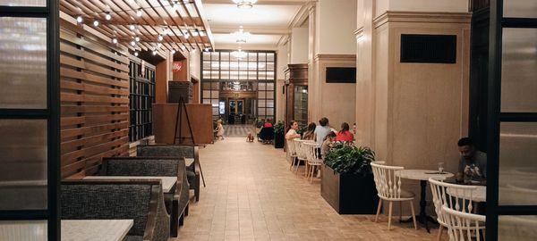 A better shot of the Grab & Go seating area.