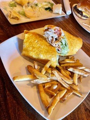 Buffalo chicken wrap and fries