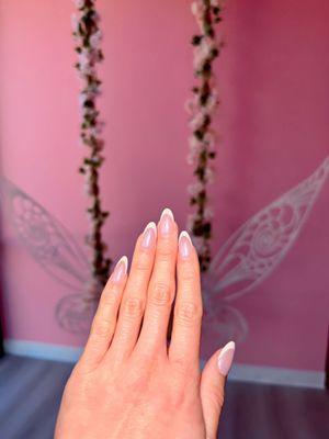 Gel x deep French chrome mani