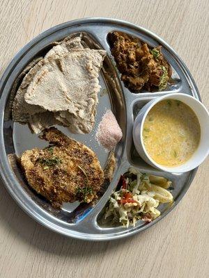 Chicken thali and Surmai fry