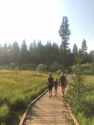 A well-kept walking path circles the historical site.