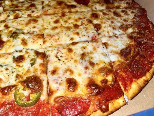 Tavern style pizza (thin crust)