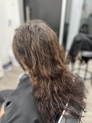 Before the cut and color