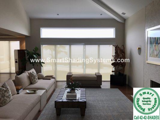 Motorized 5% solar shades in Pacific Palisades