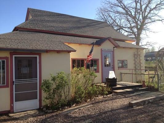 Outside. Looks more like house than a restaurant.