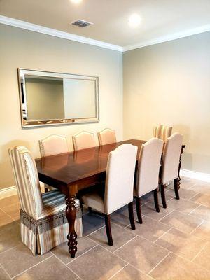 Sparkling clean dining room. Looks fabulous and we cleaned for health and safety for the new home owners.