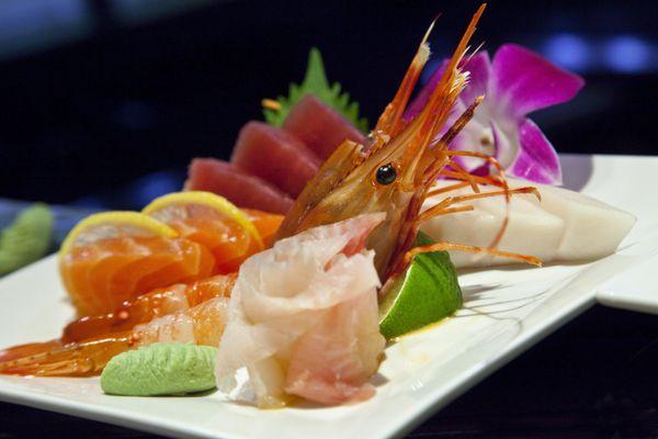 A selection of sashimi plated