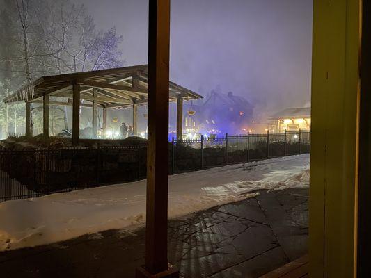 View of the pool at night