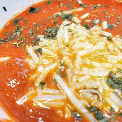 Tomato Basil Soup. Order it with the Hangover, a fried grilled cheese sandwiich. Yummmmm